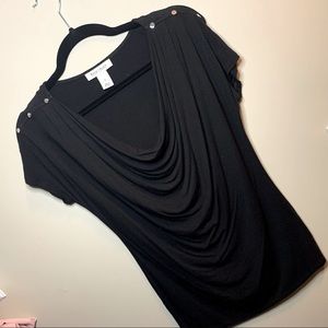 White House Black Market Cowl Neck Black Blouse
